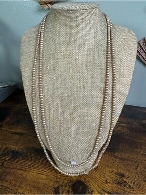 Glass Pearl Necklace in Champagne - Women's Jewelry